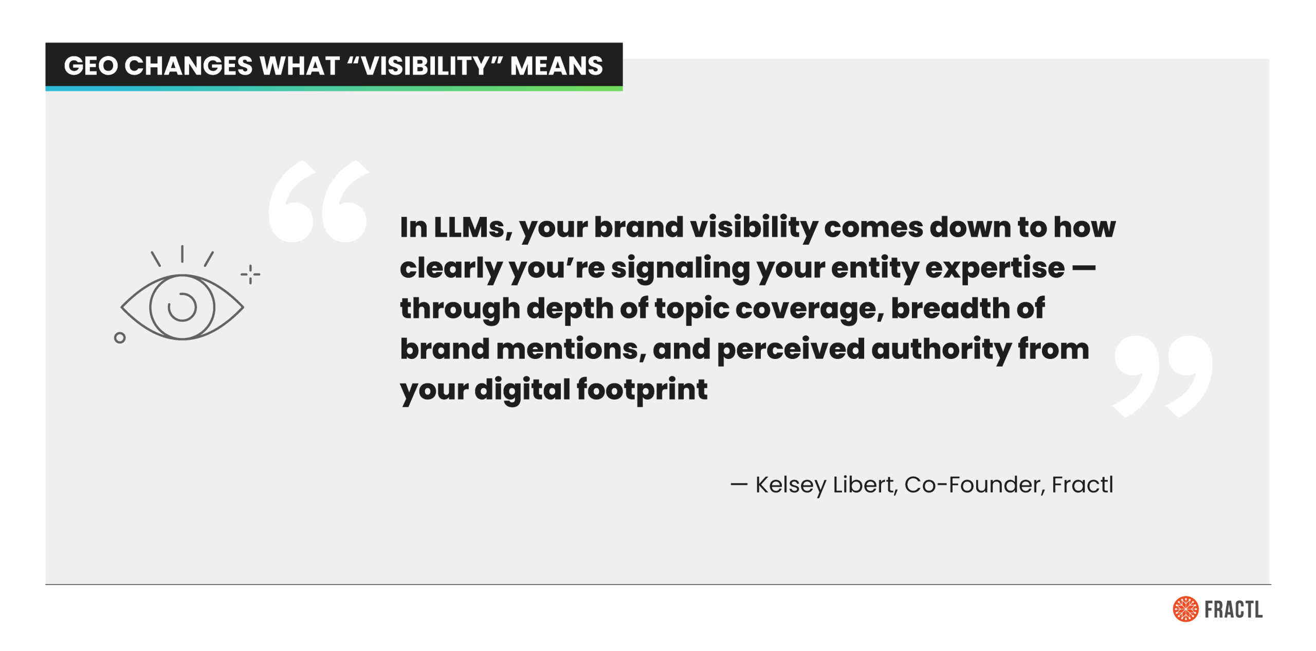 Graphic highlighting how generative engine optimization redefines visibility, focusing on entity expertise, brand mentions, and digital authority in LLM-driven search.