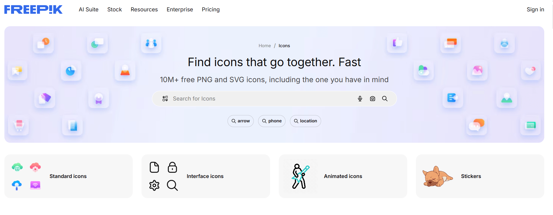 Freepik icon and graphic marketplace for design assets