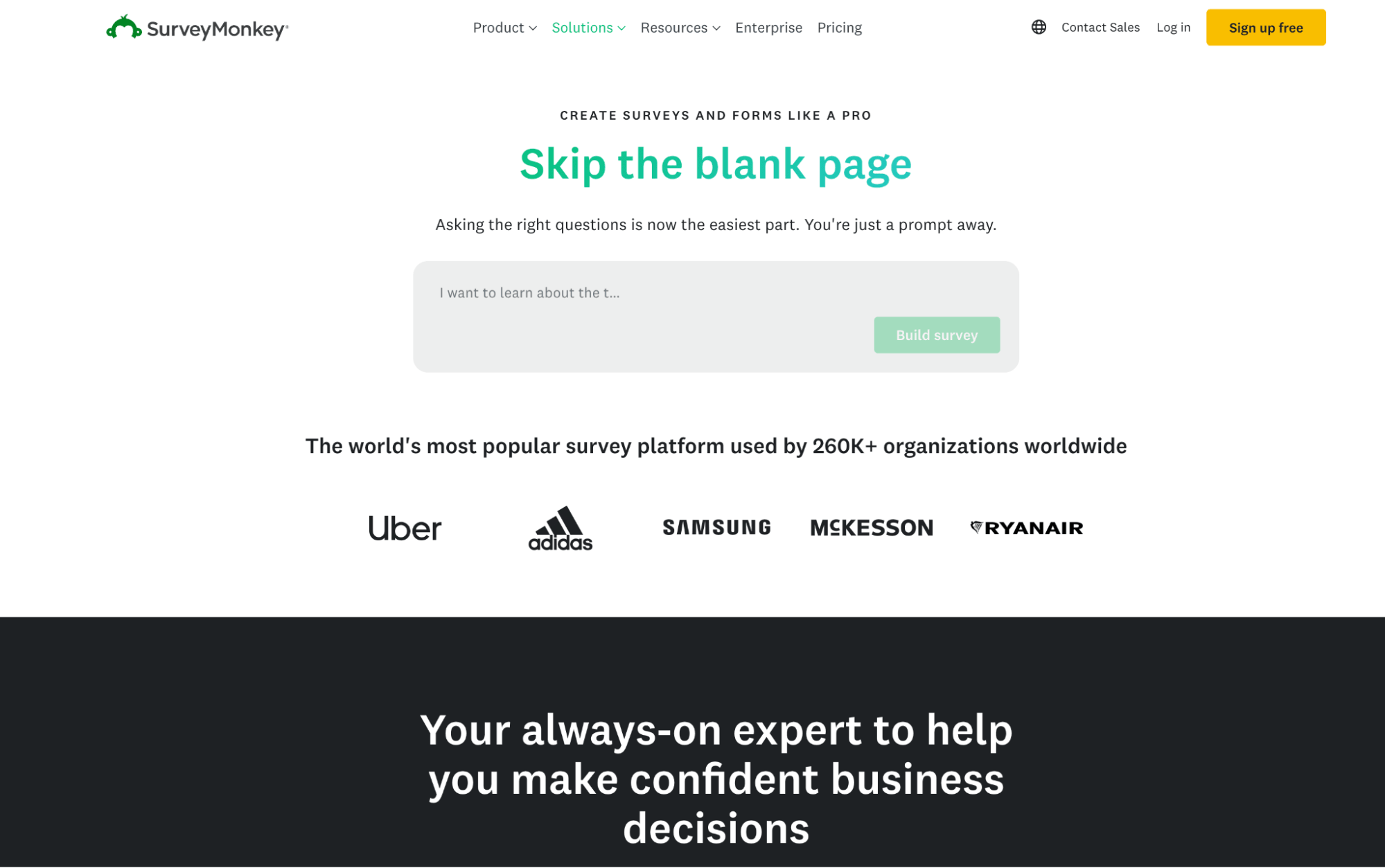 SurveyMonkey platform for creating and analyzing surveys