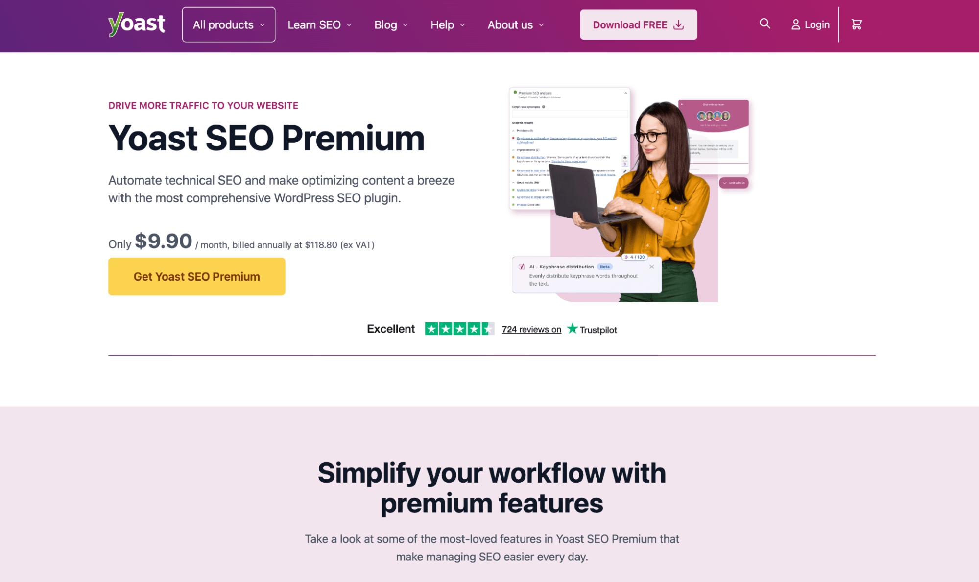 Yoast SEO WordPress plugin for on-page content optimization