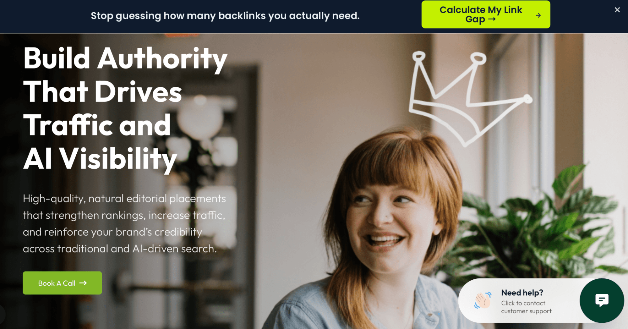 Authority Builders homepage showing the headline Build Authority That Drives Traffic and AI Visibility